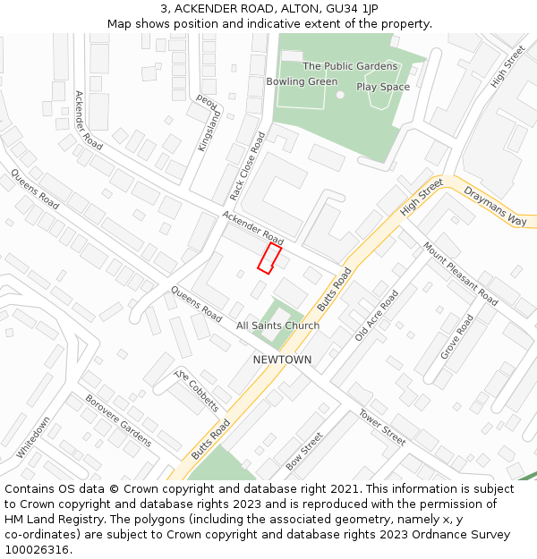 3, ACKENDER ROAD, ALTON, GU34 1JP: Location map and indicative extent of plot