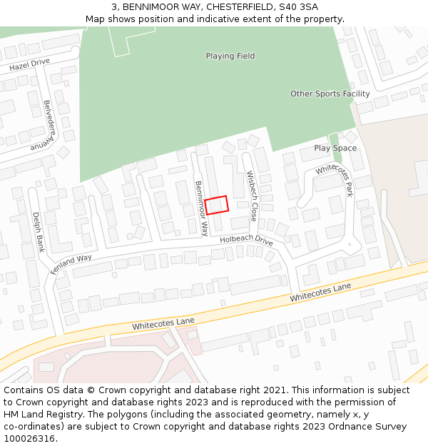 3, BENNIMOOR WAY, CHESTERFIELD, S40 3SA: Location map and indicative extent of plot