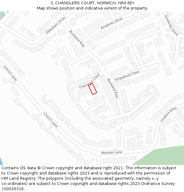 3, CHANDLERS COURT, NORWICH, NR4 6EY: Location map and indicative extent of plot