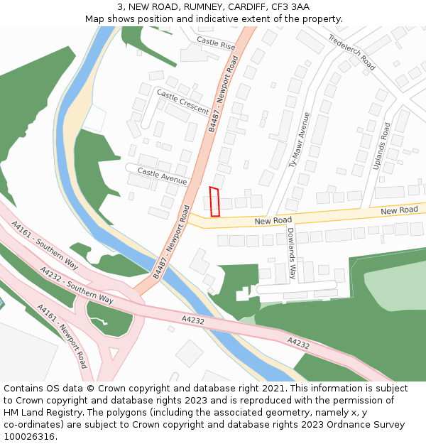 3, NEW ROAD, RUMNEY, CARDIFF, CF3 3AA: Location map and indicative extent of plot