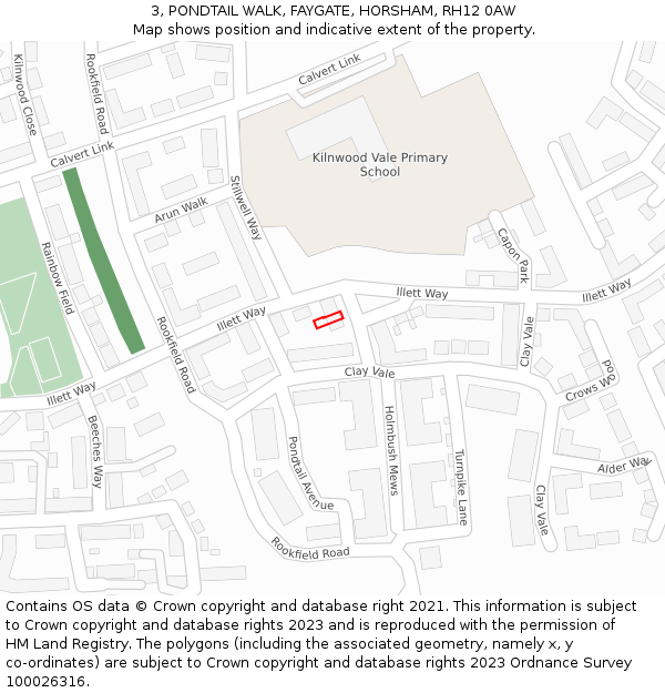 3, PONDTAIL WALK, FAYGATE, HORSHAM, RH12 0AW: Location map and indicative extent of plot