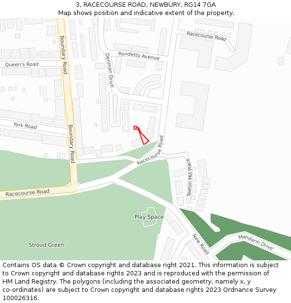 3, RACECOURSE ROAD, NEWBURY, RG14 7GA: Location map and indicative extent of plot