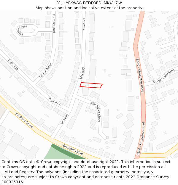 31, LARKWAY, BEDFORD, MK41 7JW: Location map and indicative extent of plot