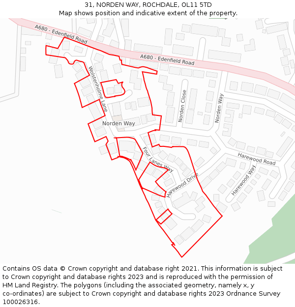 31, NORDEN WAY, ROCHDALE, OL11 5TD: Location map and indicative extent of plot