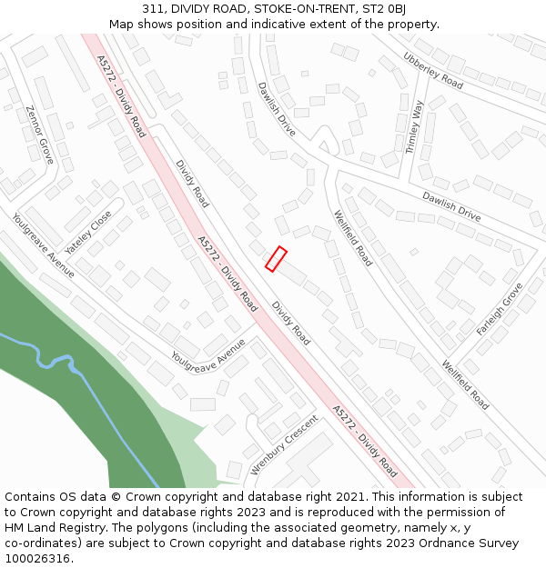311, DIVIDY ROAD, STOKE-ON-TRENT, ST2 0BJ: Location map and indicative extent of plot