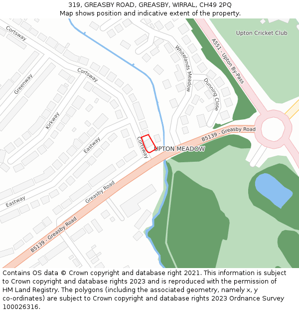 319, GREASBY ROAD, GREASBY, WIRRAL, CH49 2PQ: Location map and indicative extent of plot