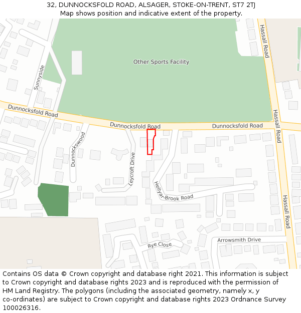 32, DUNNOCKSFOLD ROAD, ALSAGER, STOKE-ON-TRENT, ST7 2TJ: Location map and indicative extent of plot