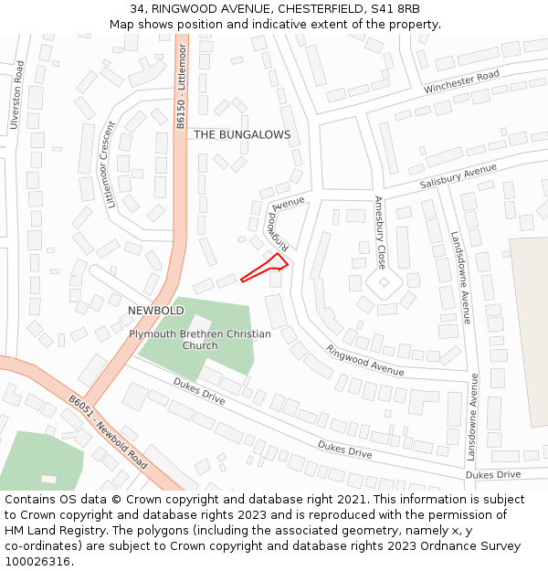 34, RINGWOOD AVENUE, CHESTERFIELD, S41 8RB: Location map and indicative extent of plot