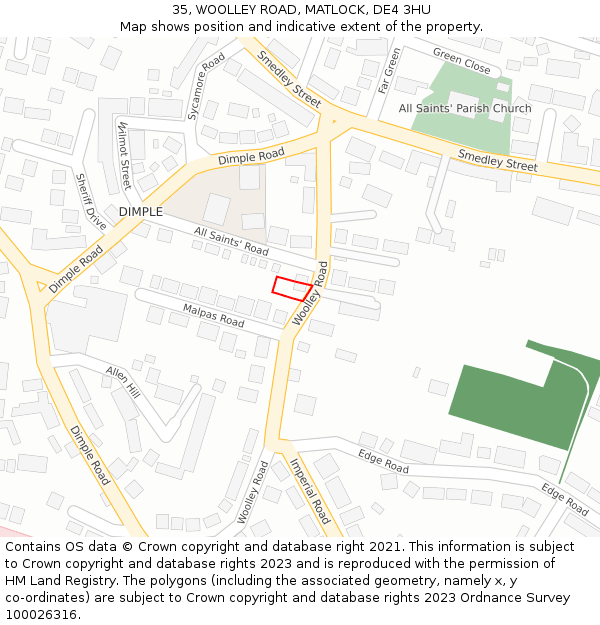 35, WOOLLEY ROAD, MATLOCK, DE4 3HU: Location map and indicative extent of plot