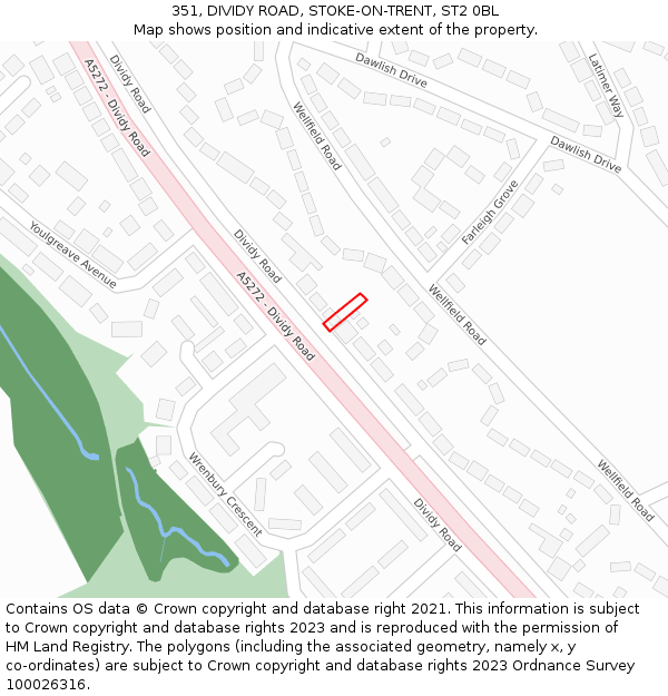 351, DIVIDY ROAD, STOKE-ON-TRENT, ST2 0BL: Location map and indicative extent of plot