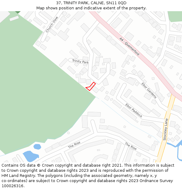 37, TRINITY PARK, CALNE, SN11 0QD: Location map and indicative extent of plot