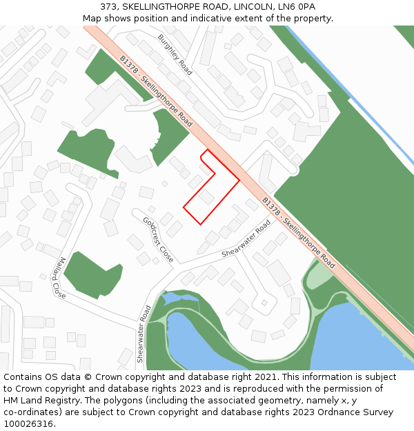 373, SKELLINGTHORPE ROAD, LINCOLN, LN6 0PA: Location map and indicative extent of plot