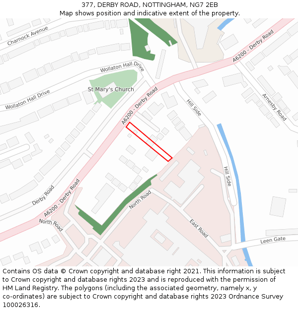 377, DERBY ROAD, NOTTINGHAM, NG7 2EB: Location map and indicative extent of plot