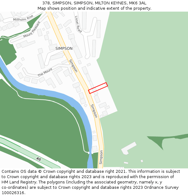 378, SIMPSON, SIMPSON, MILTON KEYNES, MK6 3AL: Location map and indicative extent of plot