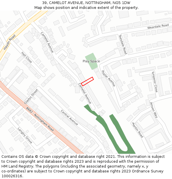 39, CAMELOT AVENUE, NOTTINGHAM, NG5 1DW: Location map and indicative extent of plot