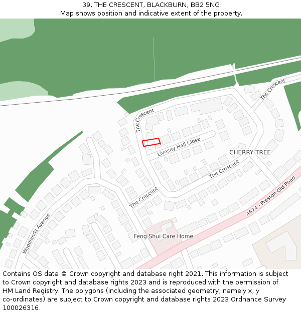 39, THE CRESCENT, BLACKBURN, BB2 5NG: Location map and indicative extent of plot