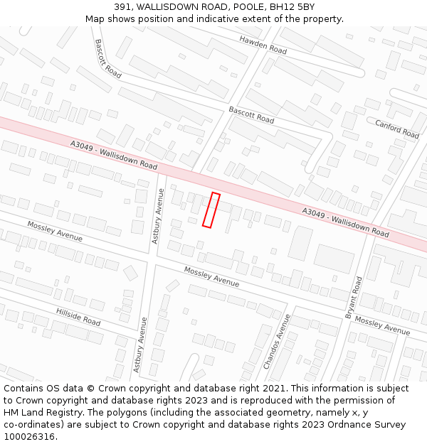 391, WALLISDOWN ROAD, POOLE, BH12 5BY: Location map and indicative extent of plot