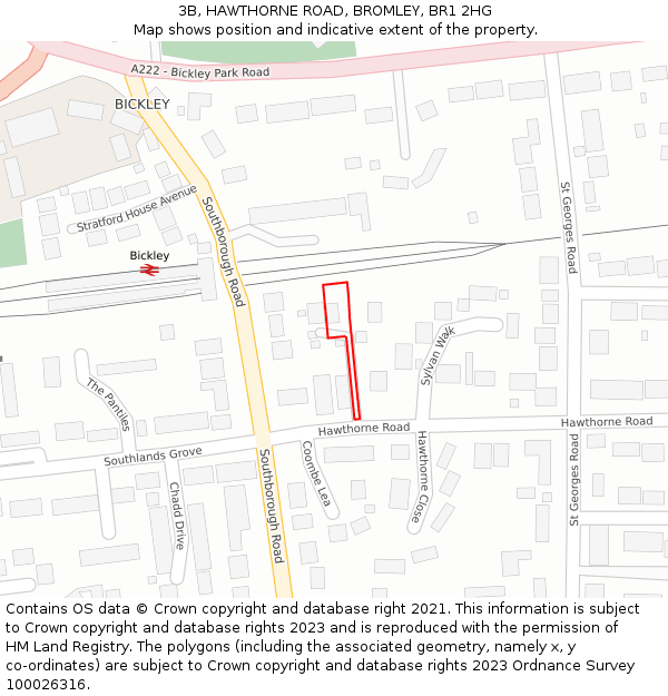 3B, HAWTHORNE ROAD, BROMLEY, BR1 2HG: Location map and indicative extent of plot