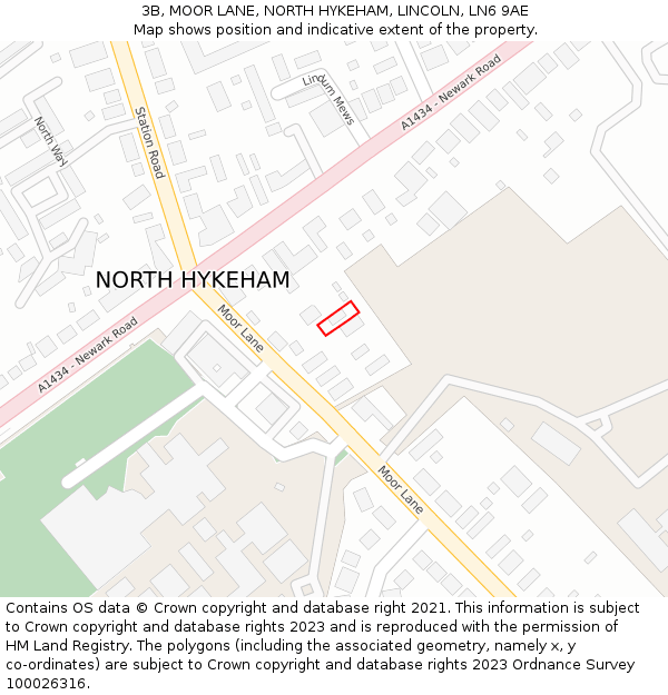 3B, MOOR LANE, NORTH HYKEHAM, LINCOLN, LN6 9AE: Location map and indicative extent of plot