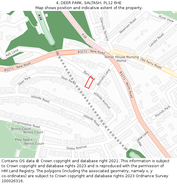 4, DEER PARK, SALTASH, PL12 6HE: Location map and indicative extent of plot