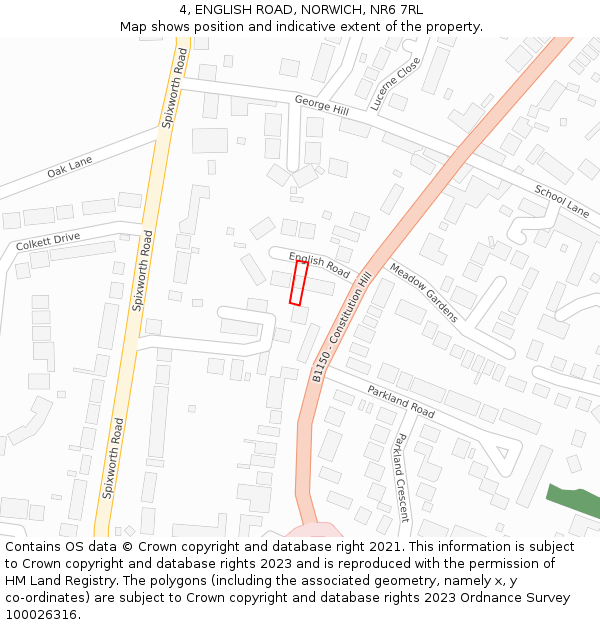 4, ENGLISH ROAD, NORWICH, NR6 7RL: Location map and indicative extent of plot