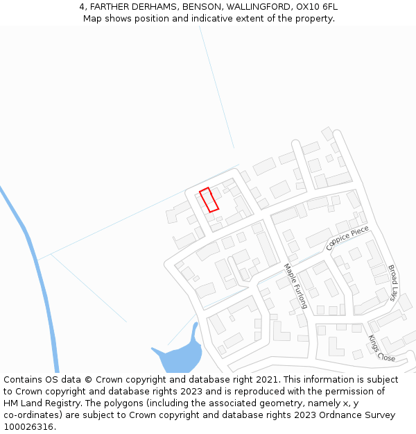 4, FARTHER DERHAMS, BENSON, WALLINGFORD, OX10 6FL: Location map and indicative extent of plot