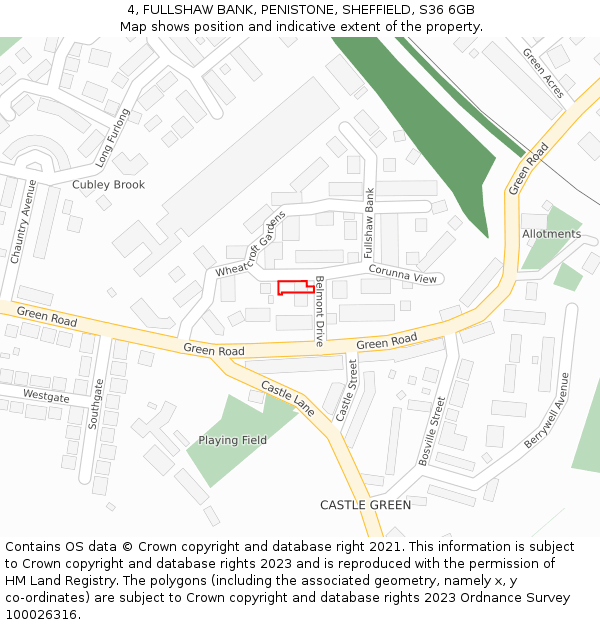 4, FULLSHAW BANK, PENISTONE, SHEFFIELD, S36 6GB: Location map and indicative extent of plot