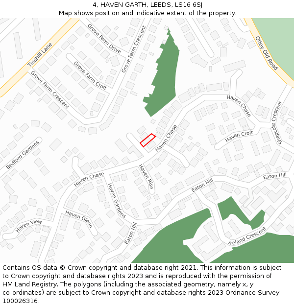 4, HAVEN GARTH, LEEDS, LS16 6SJ: Location map and indicative extent of plot