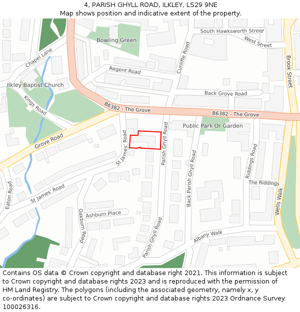 4, PARISH GHYLL ROAD, ILKLEY, LS29 9NE: Location map and indicative extent of plot