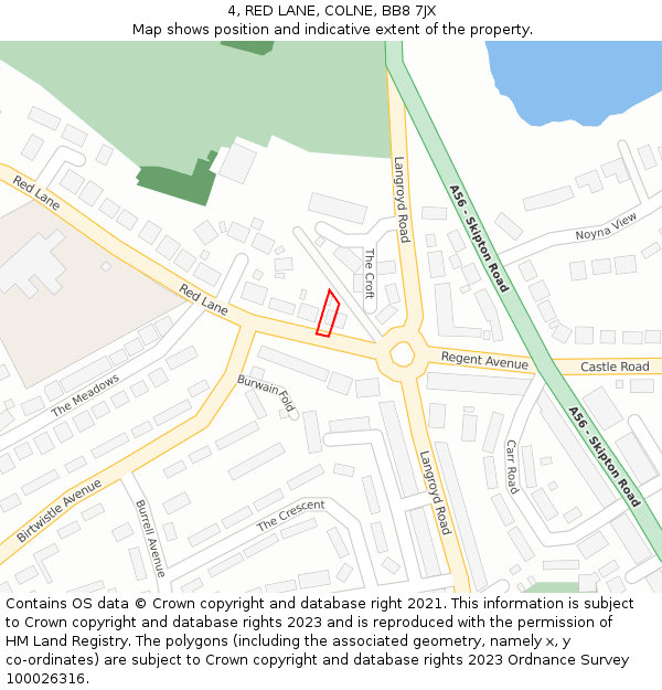 4, RED LANE, COLNE, BB8 7JX: Location map and indicative extent of plot