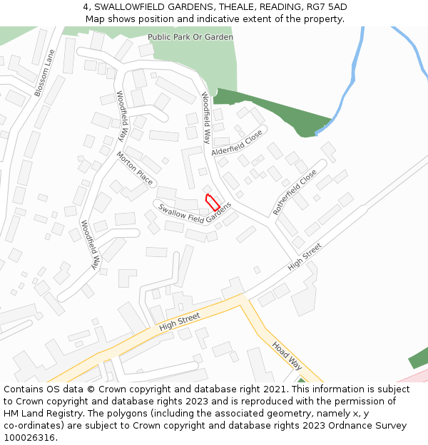 4, SWALLOWFIELD GARDENS, THEALE, READING, RG7 5AD: Location map and indicative extent of plot