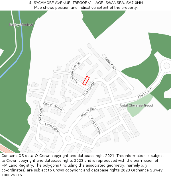 4, SYCAMORE AVENUE, TREGOF VILLAGE, SWANSEA, SA7 0NH: Location map and indicative extent of plot