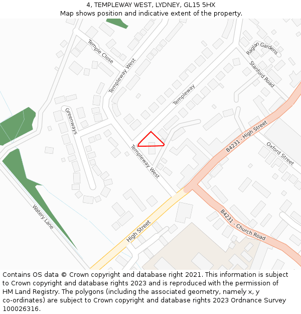 4, TEMPLEWAY WEST, LYDNEY, GL15 5HX: Location map and indicative extent of plot