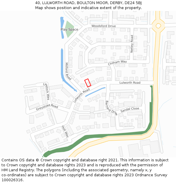 40, LULWORTH ROAD, BOULTON MOOR, DERBY, DE24 5BJ: Location map and indicative extent of plot