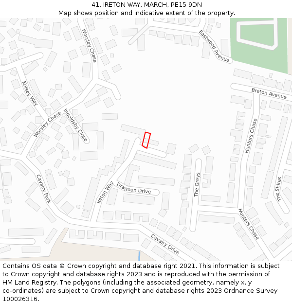 41, IRETON WAY, MARCH, PE15 9DN: Location map and indicative extent of plot