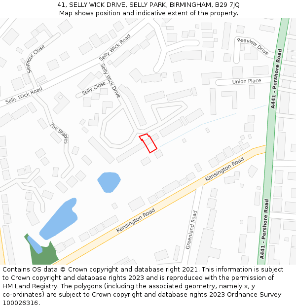 41, SELLY WICK DRIVE, SELLY PARK, BIRMINGHAM, B29 7JQ: Location map and indicative extent of plot