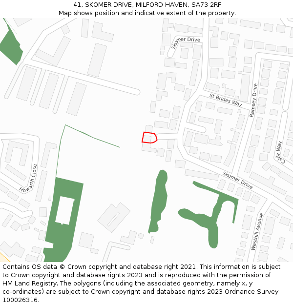 41, SKOMER DRIVE, MILFORD HAVEN, SA73 2RF: Location map and indicative extent of plot