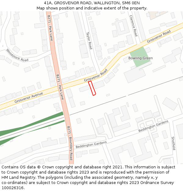 41A, GROSVENOR ROAD, WALLINGTON, SM6 0EN: Location map and indicative extent of plot