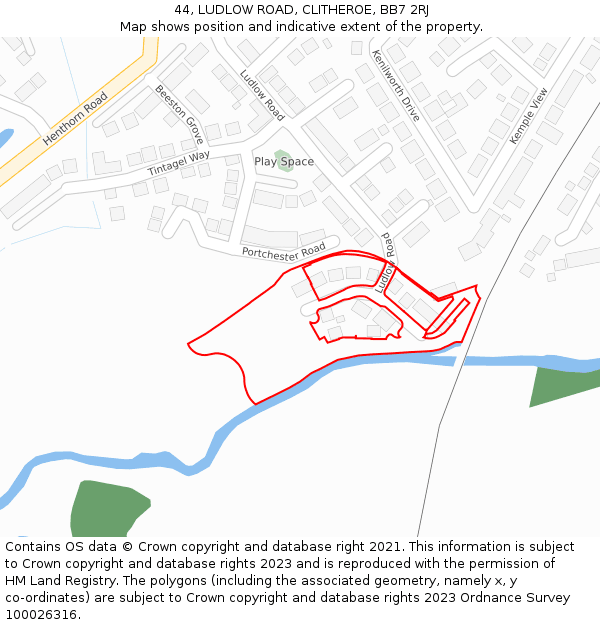 44, LUDLOW ROAD, CLITHEROE, BB7 2RJ: Location map and indicative extent of plot