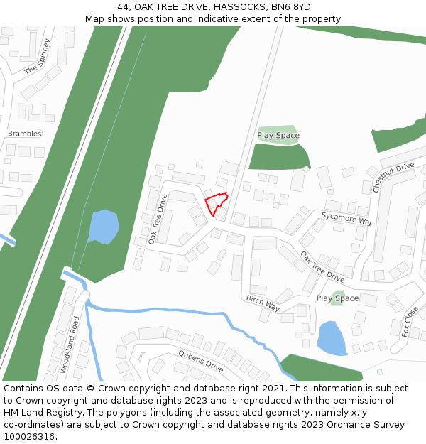 44, OAK TREE DRIVE, HASSOCKS, BN6 8YD: Location map and indicative extent of plot