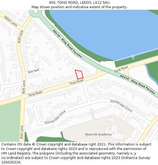 450, TONG ROAD, LEEDS, LS12 5AU: Location map and indicative extent of plot