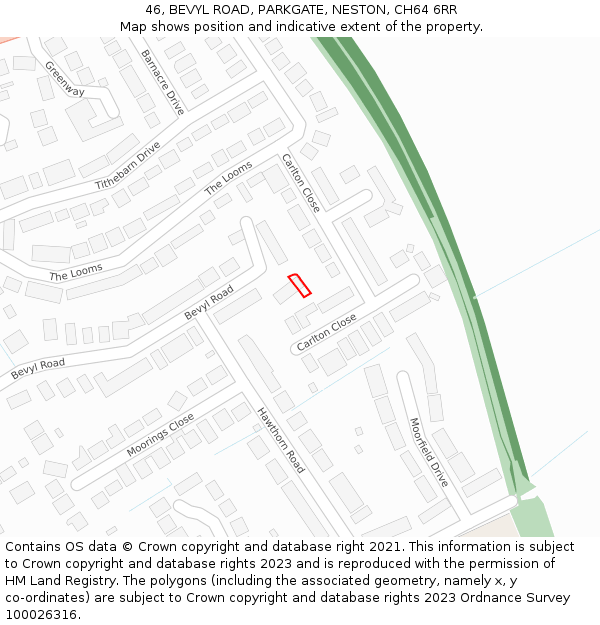 46, BEVYL ROAD, PARKGATE, NESTON, CH64 6RR: Location map and indicative extent of plot