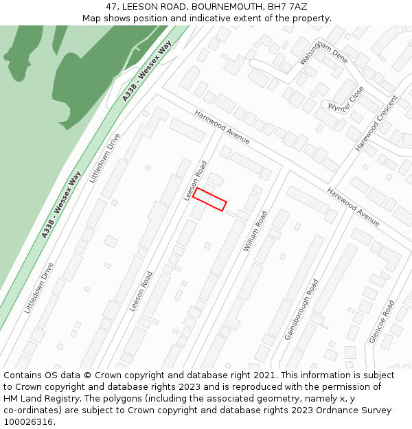 47, LEESON ROAD, BOURNEMOUTH, BH7 7AZ: Location map and indicative extent of plot