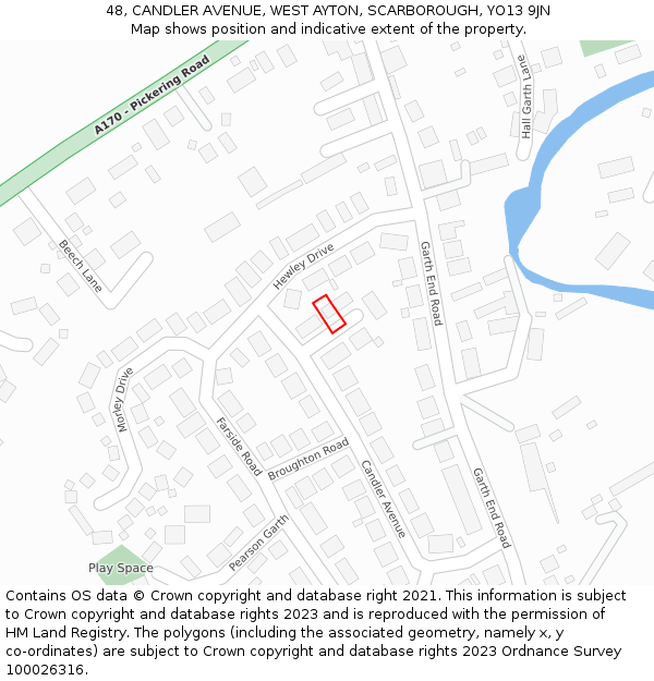 48, CANDLER AVENUE, WEST AYTON, SCARBOROUGH, YO13 9JN: Location map and indicative extent of plot