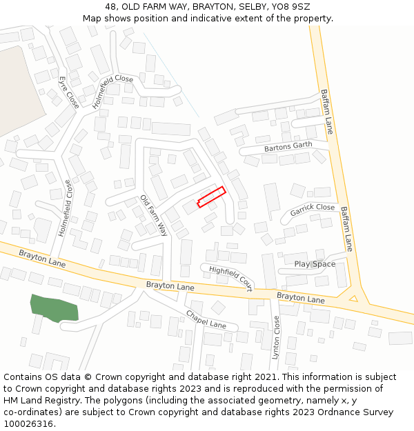 48, OLD FARM WAY, BRAYTON, SELBY, YO8 9SZ: Location map and indicative extent of plot