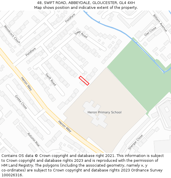 48, SWIFT ROAD, ABBEYDALE, GLOUCESTER, GL4 4XH: Location map and indicative extent of plot