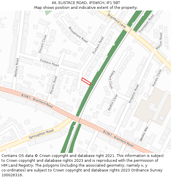 49, EUSTACE ROAD, IPSWICH, IP1 5BT: Location map and indicative extent of plot