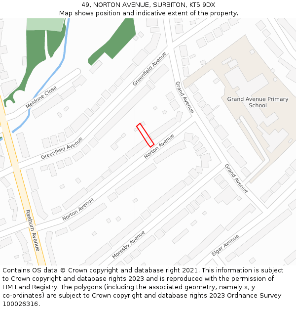 49, NORTON AVENUE, SURBITON, KT5 9DX: Location map and indicative extent of plot