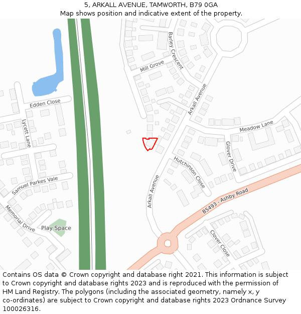 5, ARKALL AVENUE, TAMWORTH, B79 0GA: Location map and indicative extent of plot