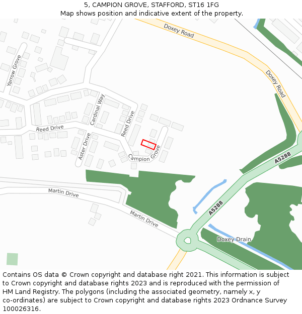 5, CAMPION GROVE, STAFFORD, ST16 1FG: Location map and indicative extent of plot